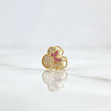 Herraje Ratón Moño 0.85gr / 1cm / Circones Blancos Y Fucsias Oro Amarillo 18K ©