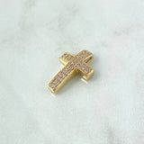 Herraje Cruz Gruesa 2.65gr / 2cm / Circones Blancos Oro Amarillo 18K ©