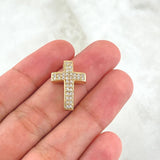 Herraje Cruz Gruesa 2.65gr / 2cm / Circones Blancos Oro Amarillo 18K ©