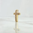 Herraje Cruz Gruesa 2.65gr / 2cm / Circones Blancos Oro Amarillo 18K ©