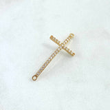 Herraje Cruz Curva 1.2gr / 3.2cm / Circones Blancos Oro Amarillo 18K ©