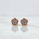 Topos Flor Rosa 2.95gr / 7mm Circon Blanco Oro Rosa 18K ©