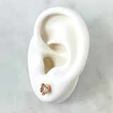 Topos Flor Rosa 2.95gr / 7mm Circon Blanco Oro Rosa 18K ©