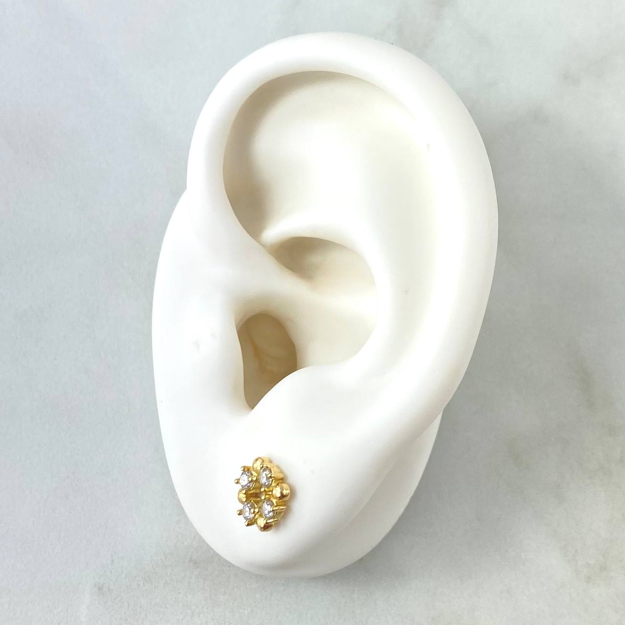 Topos Aro Intercalado 1.6gr / 7mm Circones Blancos  Oro Amarillo 18K ©