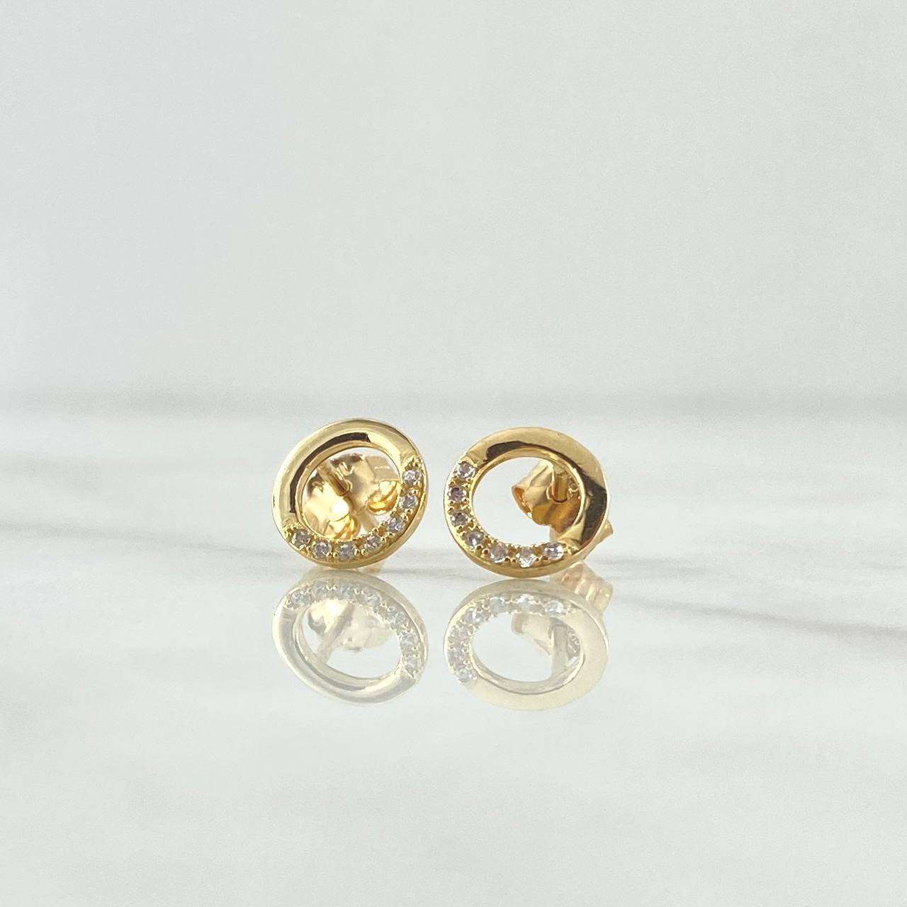 Topos Aro Medio Tupido 1.1gr / 8mm Circones Blancos Oro Amarillo 18K ©