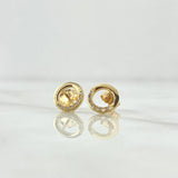 Topos Aro Medio Tupido 1.15gr / 8mm Circones Blancos Oro Amarillo 18K *