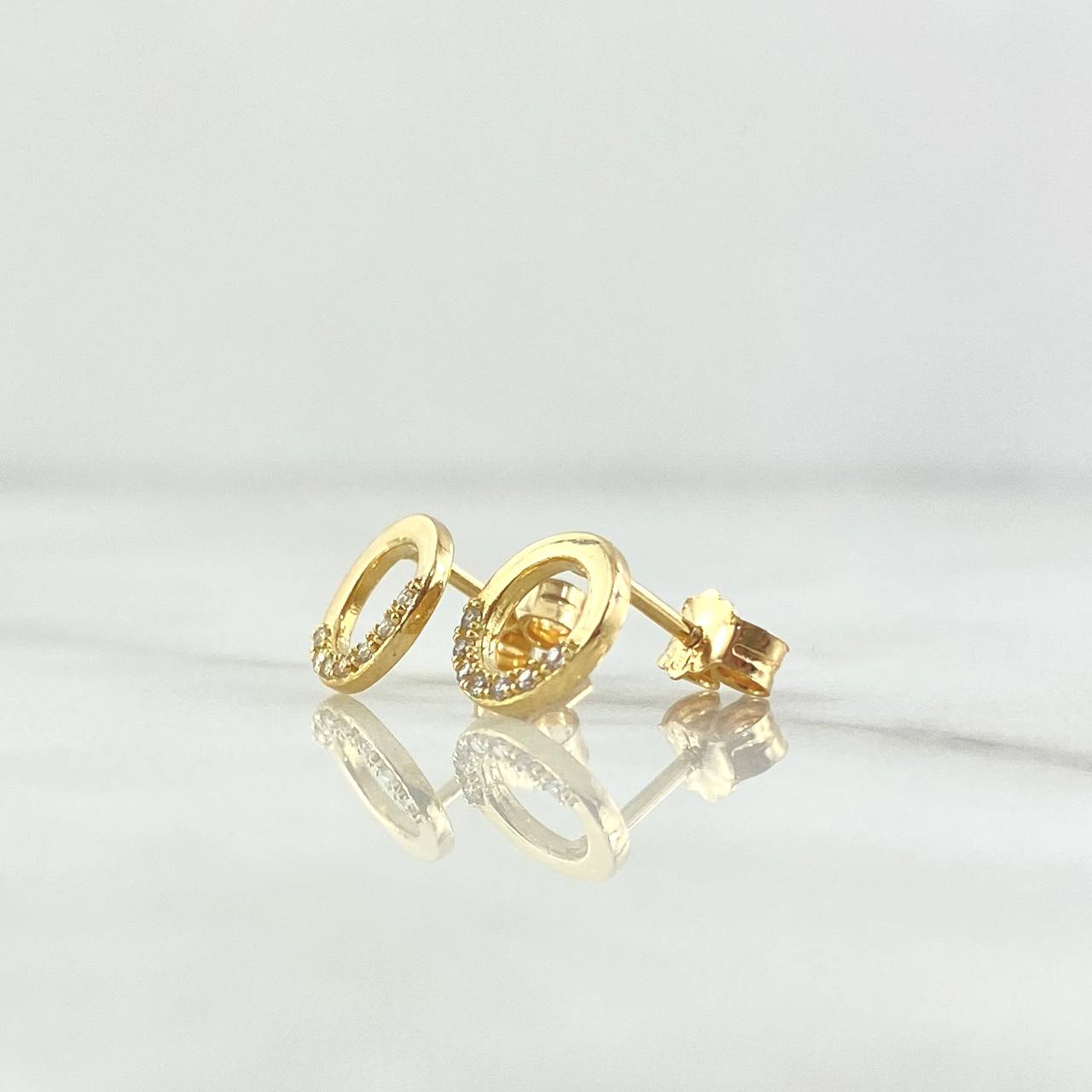 Topos Aro Medio Tupido 1.1gr / 8mm Circones Blancos Oro Amarillo 18K ©