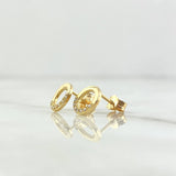 Topos Aro Medio Tupido 1.15gr / 8mm Circones Blancos Oro Amarillo 18K *