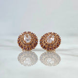 Topos Halo En Ovalo 4.2gr / 1.4cm / Circones Blancos Y Rosas Oro Rosa 18K ©