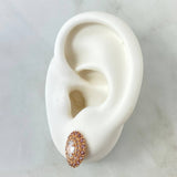 Topos Halo En Ovalo 4.2gr / 1.4cm / Circones Blancos Y Rosas Oro Rosa 18K ©