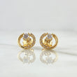 Topos Aro Medio Tupido Solitario 1.7gr / 9mm Circones Blancos Oro Amarillo 18K *