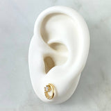 Topos Aro Medio Tupido Solitario 1.7gr / 9mm Circones Blancos Oro Amarillo 18K *