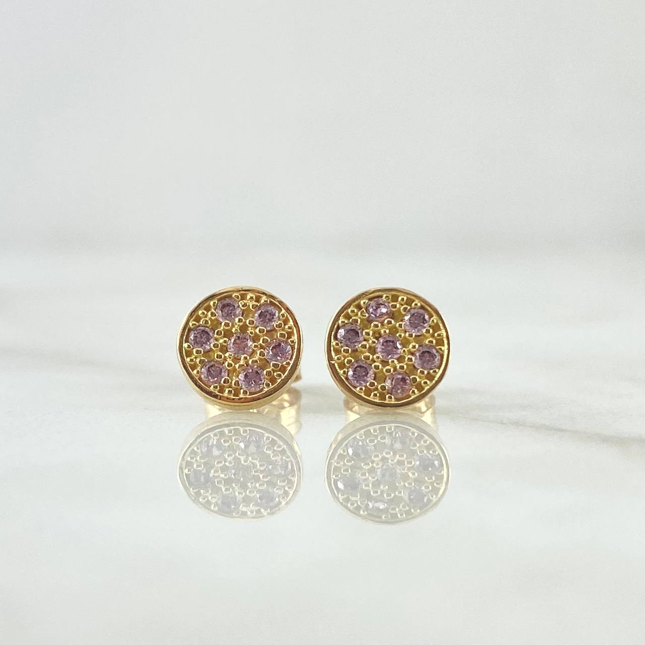 Topos Circulo Plano 1.65gr / 7mm Circones Rosas Oro Amarillo 18K *