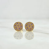Topos Circulo Plano 1.65gr / 7mm Circones Rosas Oro Amarillo 18K *