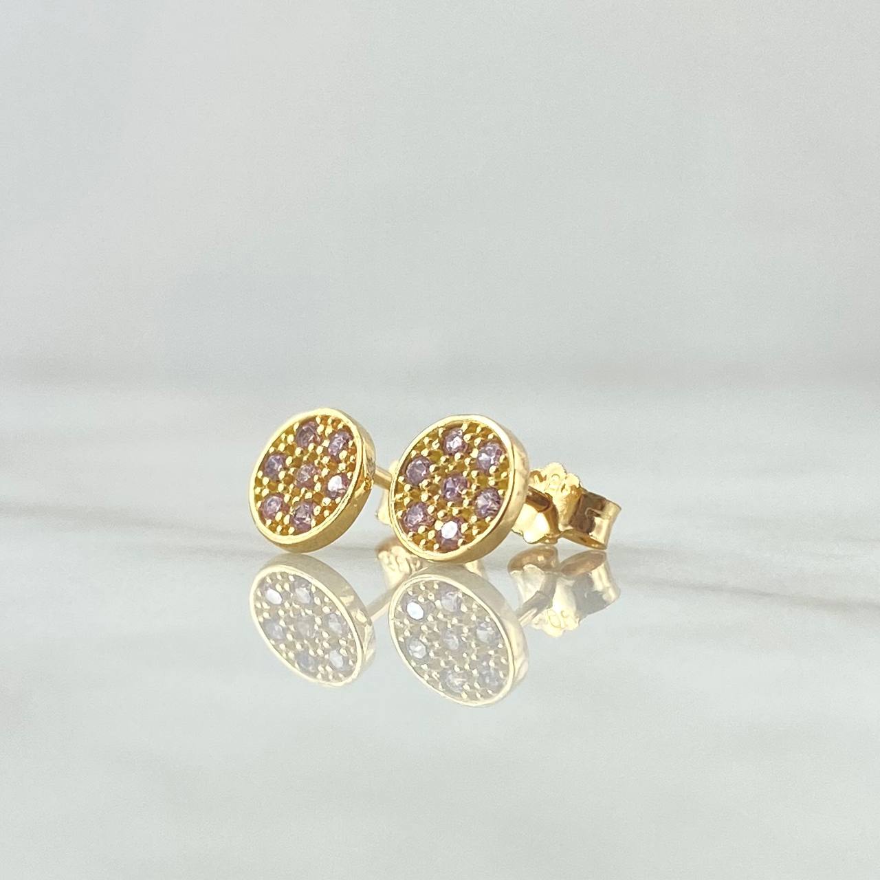 Topos Circulo Plano 1.65gr / 7mm Circones Rosas Oro Amarillo 18K *