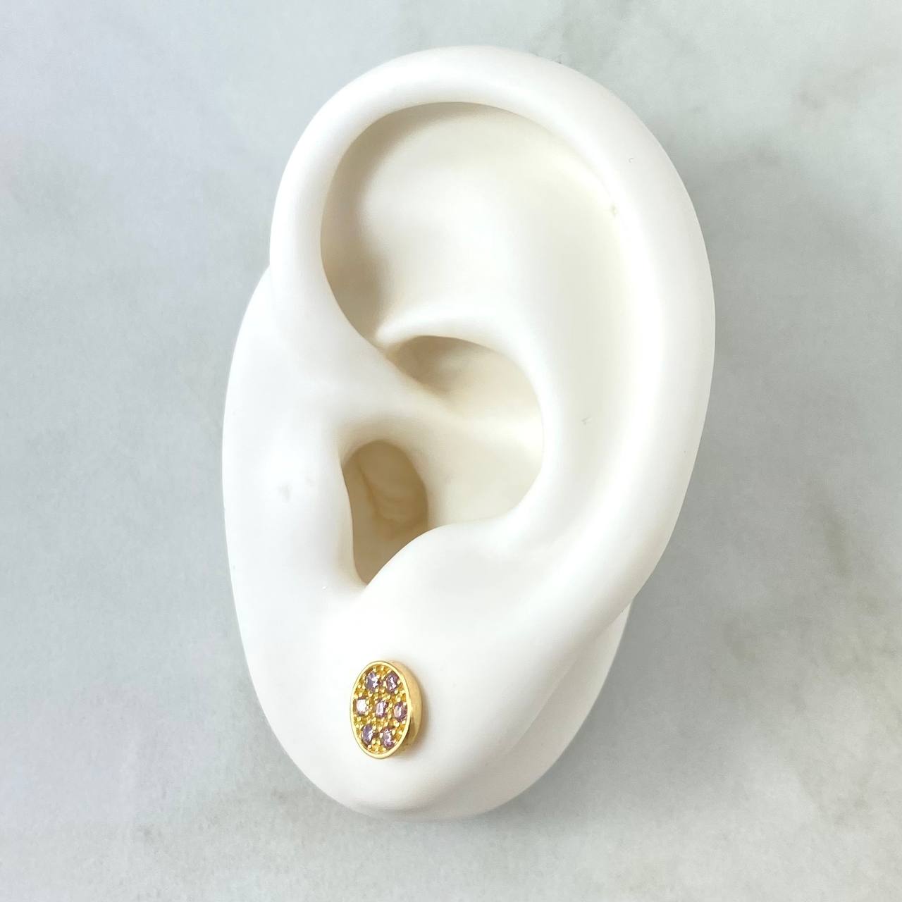 Topos Circulo Plano 1.65gr / 7mm Circones Rosas Oro Amarillo 18K *