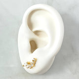 Topos Pétalos En Curva 2.6gr / 1.5cm / Circones Blancos Oro Amarillo 18K *