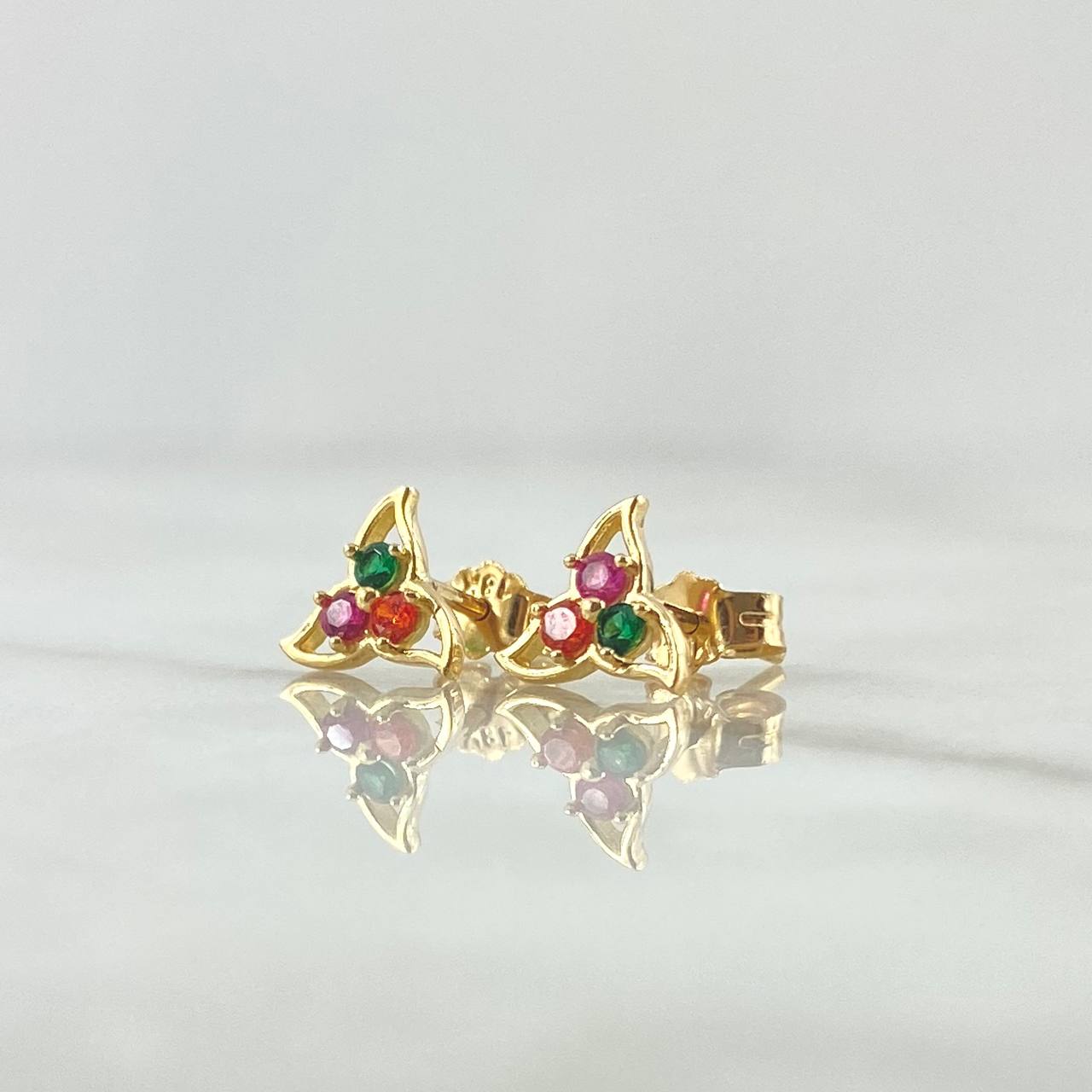 Topos Molino 1.3gr / 8mm Circon Verde Rosa Y Naranja Oro Amarillo 18K *