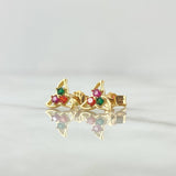 Topos Molino 1.3gr / 8mm Circon Verde Rosa Y Naranja Oro Amarillo 18K *
