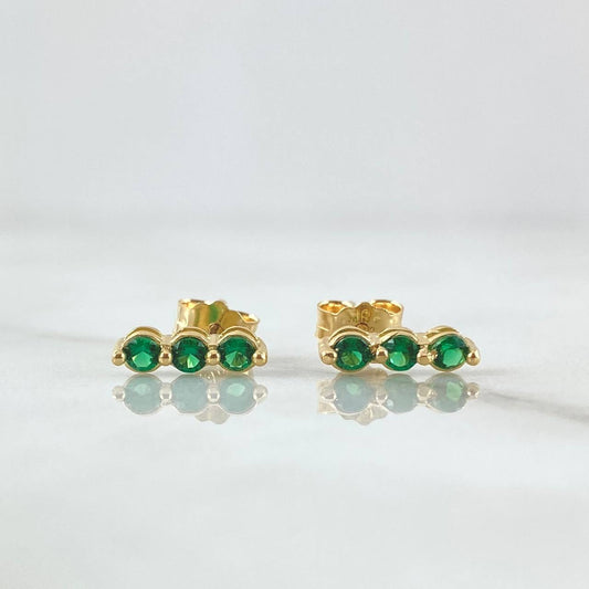 Topos Triple Ovalo 1.1gr / 1cm / Circones Verdes Oro Amarillo 18K *