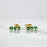 Topos Triple Ovalo 1.1gr / 1cm / Circones Verdes Oro Amarillo 18K *