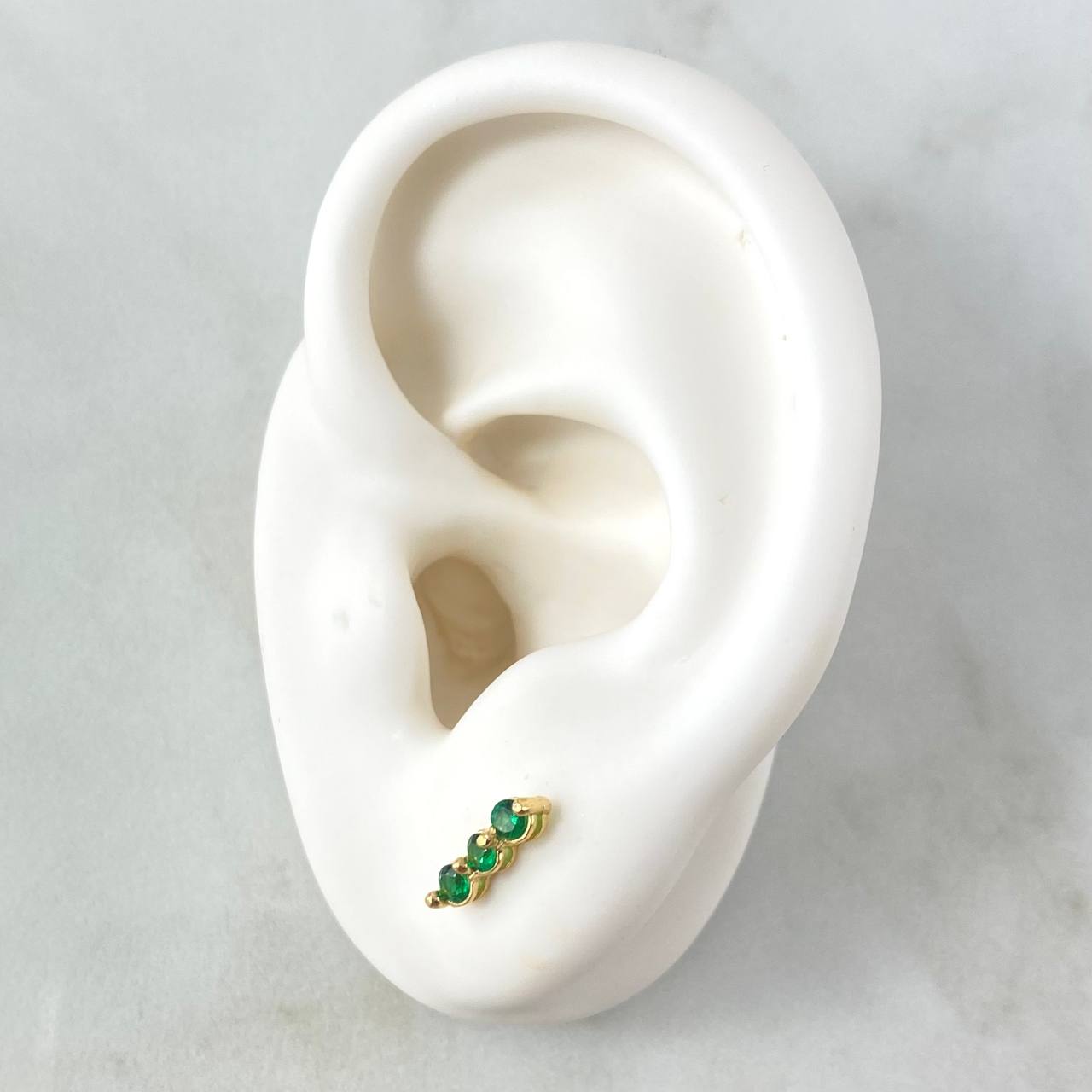 Topos Triple Ovalo 1.1gr / 1cm / Circones Verdes Oro Amarillo 18K *