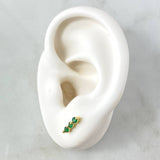 Topos Triple Ovalo 1.1gr / 1cm / Circones Verdes Oro Amarillo 18K *