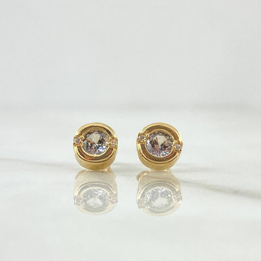 Topos Soliario En Aro Dividido 1.95gr / 7mm Circon Blanco Oro Amarillo 18K *