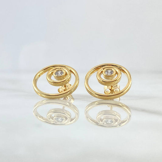 Topos Doble Aro 5.05gr / 1.6cm / Circones Blancos Broche Mariposa Oro Amarillo 18K