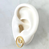 Topos Doble Aro 5.05gr / 1.6cm / Circones Blancos Broche Mariposa Oro Amarillo 18K