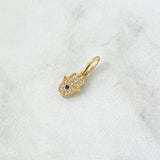 Dije Mano Hamsa 0.75gr / 1.6cm / Circones Blancos Azul Rey Oro Amarillo 18K