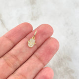 Dije Mano Hamsa 0.7gr / 1.6cm / Circones Blancos Oro Amarillo 18K