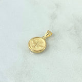 Dije Espiritu Santo Medalla Troquelada 0.6gr / 1.9cm / Mate Liso Cargador Bordeado Oro Amarillo 18K