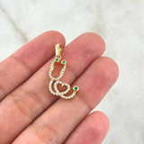 Dije Estetoscopio 2.3gr / 2.8cm / Circones Blancos Verdes Oro Amarillo 18K *