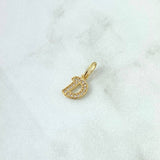 Dije Letra D Cursiva 0.7gr / 1.6cm / Circones Blancos Oro Amarillo 18K