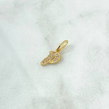 Dije Letra P Silueta 0.65gr / 2.1cm / Circones Blancos Oro Amarillo 18K ©