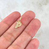 Dije Letra P Silueta 0.65gr / 2.1cm / Circones Blancos Oro Amarillo 18K ©