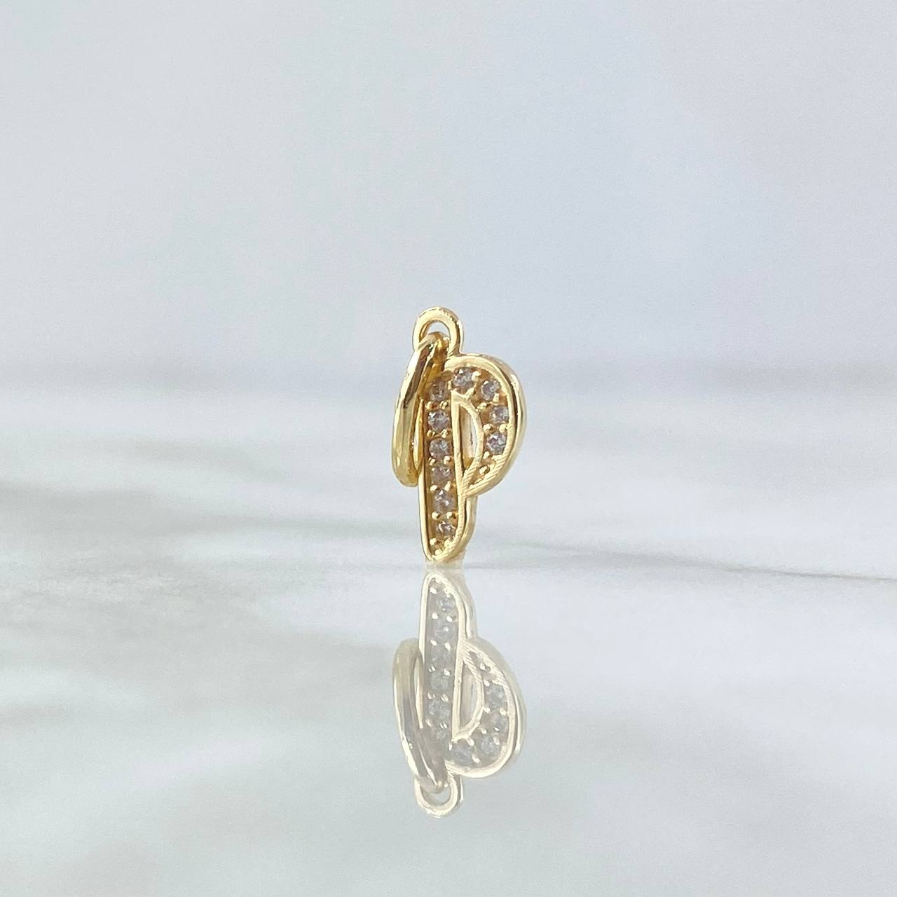 Dije Letra P Silueta 0.6gr / 2.1cm-Circones Blancos Oro Amarillo 18K *