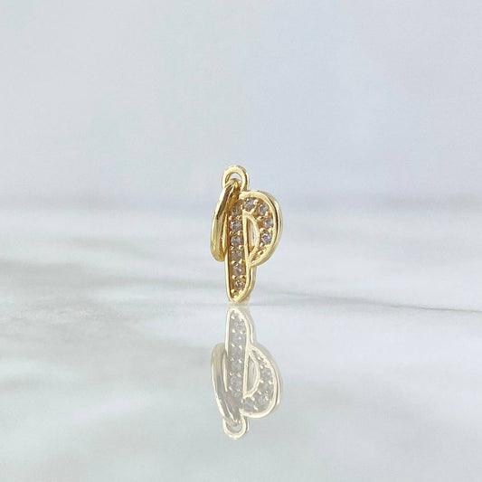 Dije Letra P Silueta 0.6gr / 2.1cm-Circones Blancos Oro Amarillo 18K *