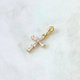 Dije Cruz Escalada 0.95gr / 2.2cm / Circones Blancos Oro Amarillo 18K