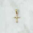 Dije Cruz Flecha 0.5gr / 2cm / Circones Blancos Oro Amarillo 18K