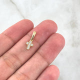 Dije Cruz Mini Basteada 0.55gr / 1.7cm / Circones Blancos Oro Amarillo 18K *