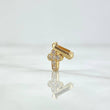 Dije Cruz Mini Basteada 0.55gr / 1.7cm / Circones Blancos Oro Amarillo 18K *