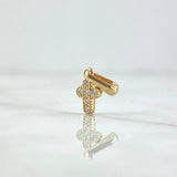 Dije Cruz Mini Basteada 0.55gr / 1.7cm / Circones Blancos Oro Amarillo 18K *