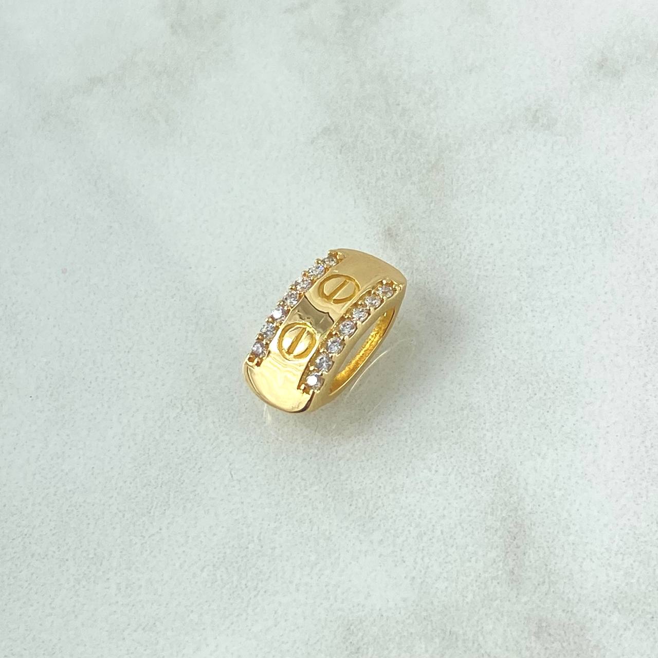 Herraje Tornillo Rectangular 1.85gr / 1.5cm / Circones Blancos Oro Amarillo 18K *