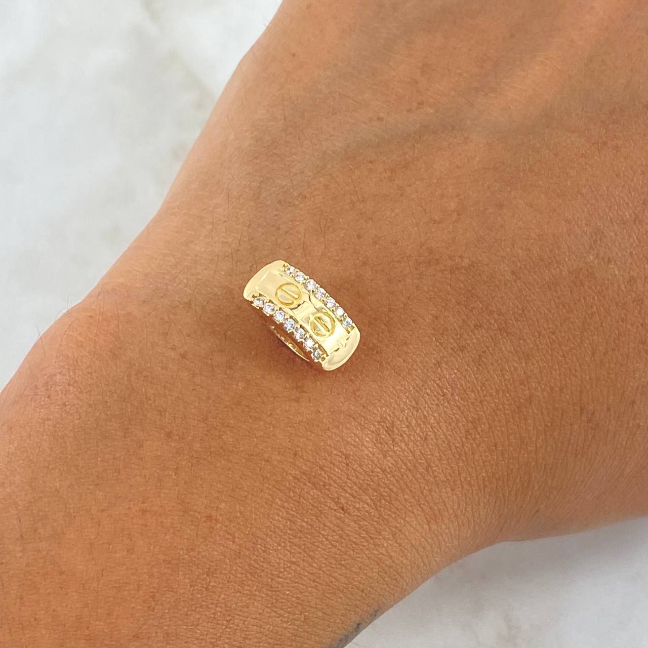 Herraje Tornillo Rectangular 1.85gr / 1.5cm / Circones Blancos Oro Amarillo 18K *