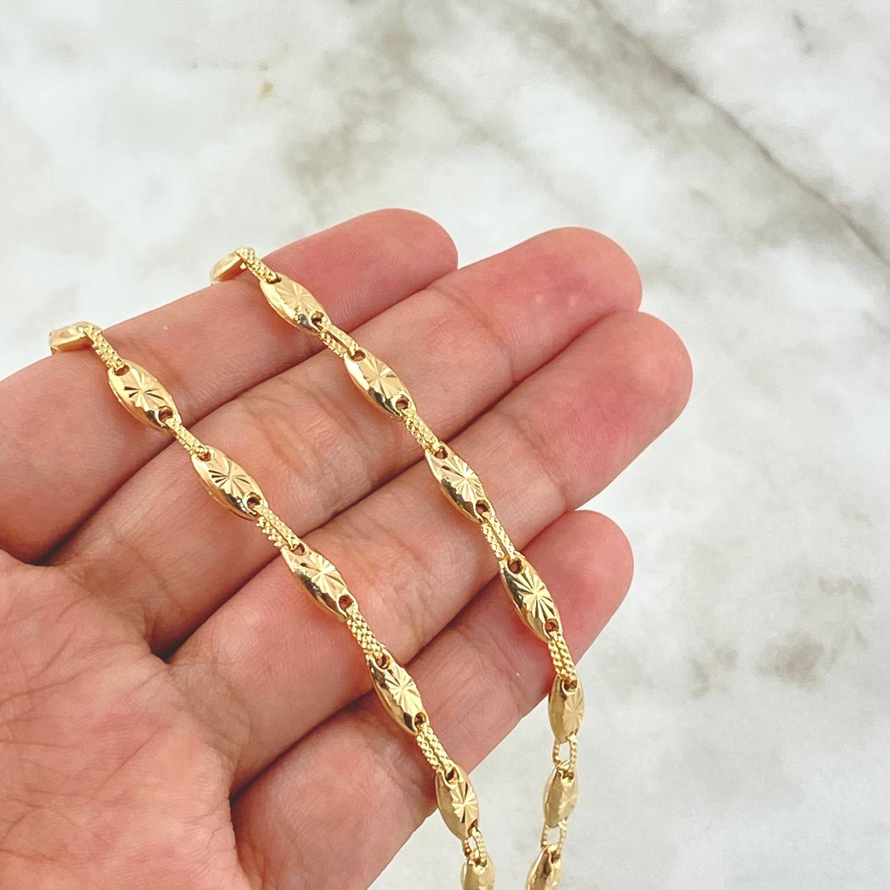 Cadena Rustica Ovalo 12.3gr / 60cm / 4.6mm Diamantada Oro Amarillo 18K *