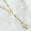 Rosario Virgen Milagrosa 10.55gr / 52.5cm / 4mm-5mm Bolas Diamantadas Cruz Cristo Bordeada Oro Amarillo 18K *