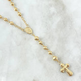 Rosario Virgen Milagrosa 10.55gr / 52.5cm / 4mm-5mm Bolas Diamantadas Cruz Cristo Bordeada Oro Amarillo 18K *