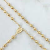 Rosario Virgen Milagrosa 10.55gr / 52.5cm / 4mm-5mm Bolas Diamantadas Cruz Cristo Bordeada Oro Amarillo 18K *